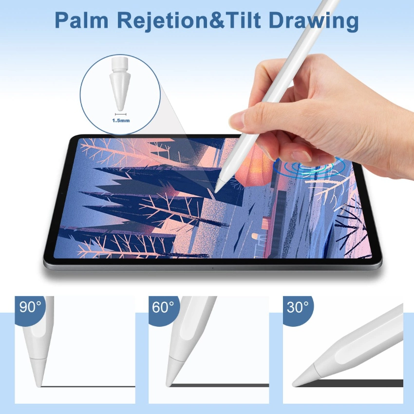 Palm Rejection Active Touch Pen for Apple Wireless Magnetic Charging Stylus Pencil